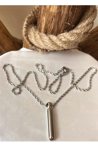 Gns Aksesuar Burgu Çelik Kapağı Açılan Bar Uç Unisex Kolye