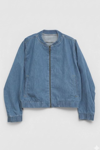Kadın Açık Mavi Bomber Denim Ceket Açık Mavi