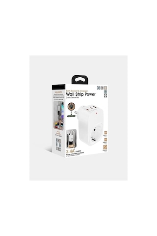 Tekli Yüksek Voltaj Korumalı Duvar Prizi 2x Type-c 1x Usb Çıkışlı Priz Grup Priz Çoğaltıcı Beyaz