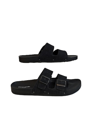 Pierre Cardin 7038 Siyah Çift Tokalı Büyük Numara Erkek Terlik Siyah