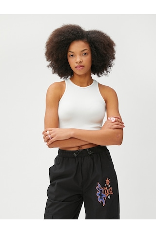 Koton Crop Atlet Fitilli Halter Yaka Kolsuz Ekru 3sal30056ık 3SAL30056IK010 Ekru