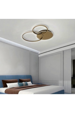 Tavan Led Avize Circlander 45-35-25cm Üçlü Plafonyer Siyah - Sarı