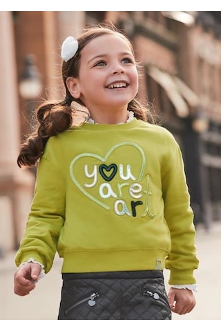 Mayoral Kız Çocuk Yeşil İşlemeli Sweatshirt 04479 Yeşil