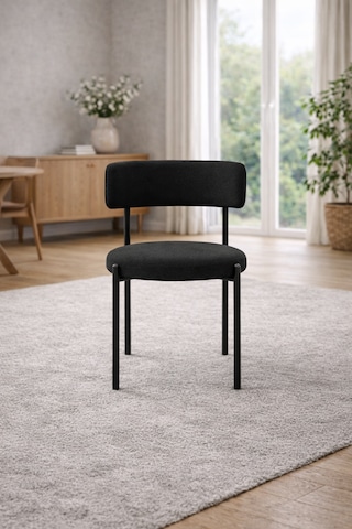 Capri 6 Kişilik Teddy Sandalye Takımı - Modern Metal Ayaklı Mutfak Ve Yemek Masası Sandalyesi Siyah