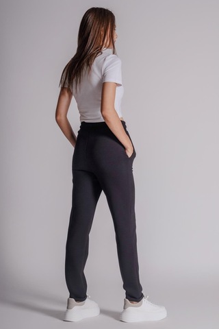 Braccas Kadın Yandan Cepli Beli Lastikli Duble Paça Kordonlu Slim Fit Jogger Pantolon Siyah Siyah
