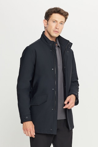 Ac&Co / Altınyıldız Classics Erkek Sıyah Standart Fit Normal Kesim Dik Yaka Kapak Cepli Kaban Siyah