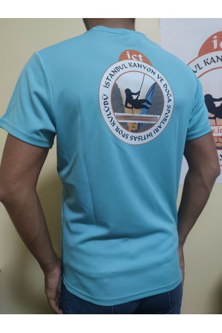 Erkek Nem Emici Hızlı Kuruma Atletik Teknik Performans T-shirt Turkuaz