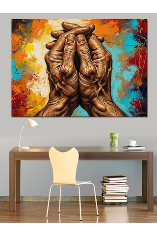 Soyut Eller Sanat Eseri Dekoratif Kanvas - Mdf Ahşap Tablo