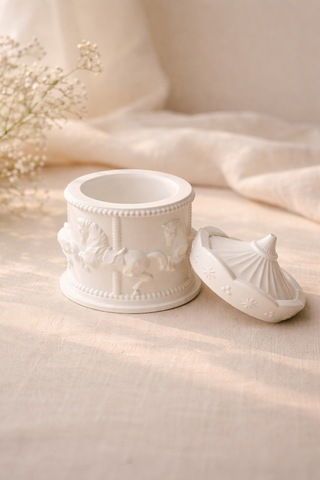 Atlı Karınca Beton Kutu, Boyanabilir, Takı, Mum, Dekoratif Kutu, Carousel Work Shop