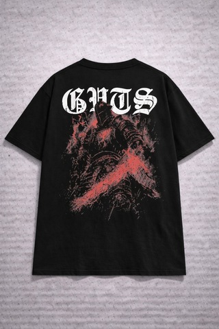 Yolo Street Oversize Siyah Tişört %100 Pamuk 250 Gsm Gotik Şövalye Baskı Streetwear Unisex Siyah1a