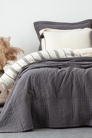 Ecocotton Reha Antrasit Çift Kişilik %100 Organik Pamuk Yatak Örtüsü Seti 240 260 Cm Antrasit
