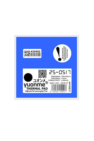 Yuonme Termal Ped / Thermal Pad 0.5mm 2.5w/mk 100x100mm 25-0517