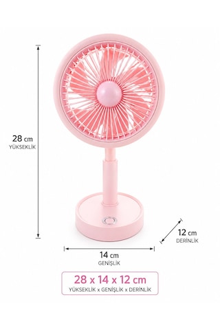Taşınabilir Mini Fan 3 Kademeli Döner Başlıklı Aşağı Yukarı 15 Kademeli Ayarlanabilir Yükseklik Açı Ayar Düğmeli Mini Fan El Fanı Masaüstü Fan Ev Ofis Vantilatör Pervane 100 Gr