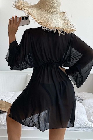 Angelsin Uzun Önden Bağlamalı Plaj Elbisesi Pareo Kimono 001