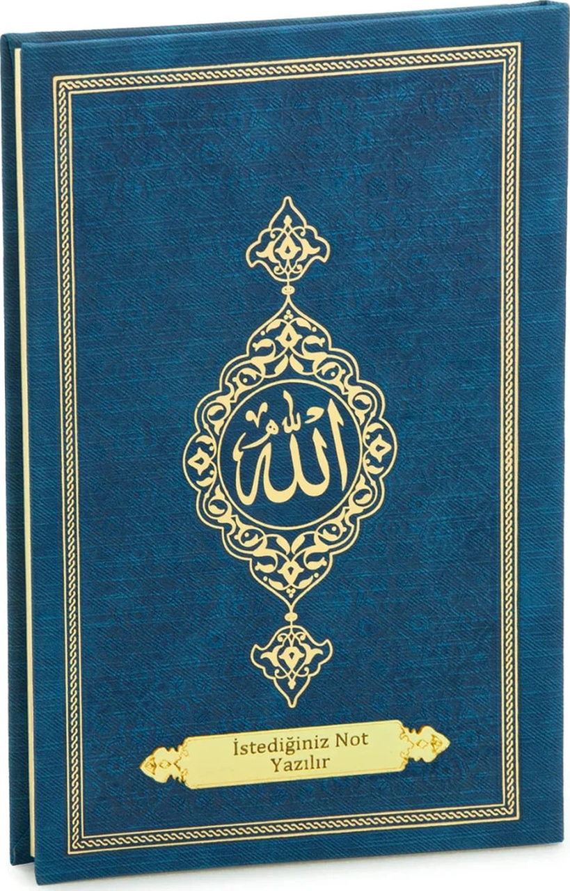 İsme Özel Termo Deri Ciltli Yasin Kitabı, 77 Sayfa Mevlüt Hediyelik Yasin Orta Boy - Lacivert