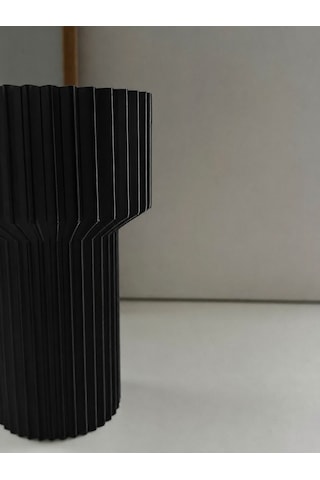 3d Baskı Modern Dekoratif Çiçek Vazosu - Minimal Silindir Tasarımlı Masaüstü Vazo, Ev Ve Ofis Dekoru-siyah Çok Renkli