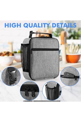 Ru-yalıtımlı Öğle Yemeği Çantası Rulo Üstlü Öğle Yemeği Kutusu Tote Öğle Yemeği Çantası Açık Gri --