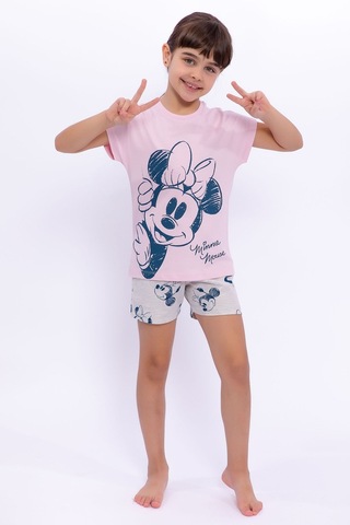 Minnie Mouse Lisanslı Açık Pembe Kız Çocuk Şort Takım 5274-28956 Açık Pembe