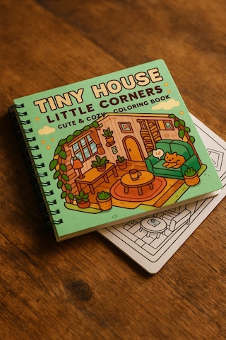 Tiny House Little İsometric Corners 20x20 Cm Büyük Boyama Kitabı, Çocuklar Ve Yetişkinler
