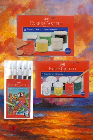 Faber-castell Parmak Boya + Guaj Boya + 6'lı Keçeli Kalem