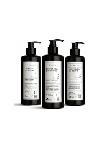 Mercada Siyah No1 Purifying And Soothing Shampoo 380 Ml + No 2 Shower Gel 380 Ml + No 3 Conditioner 380 Ml