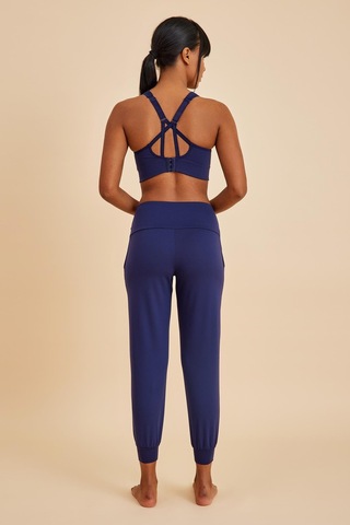 Sportive Lacivert Light Touch Bilekten Lastikli Yüksek Bel Jogger Kadın Eşofman Alt Lacivert