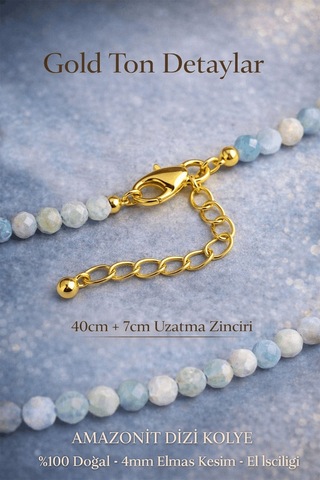 Sertifikalı Amazonit Dizi Kolye - 4mm Elmas Kesim Minimal Seri Do Çok renkli