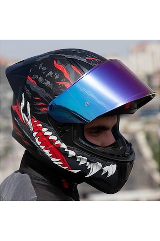 Ls2 Rapıd 2 Race Kaıju Fullface Motosiklet Kaskı Gökkuşağı Camlı Siyah
