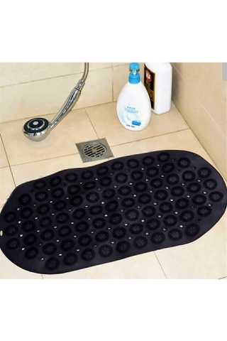 Dln Shop 2 Adet Masajlı Silikon Banyo Paspası Vantuzlu Banyo Ve Duş Kaydırmazı Siyah