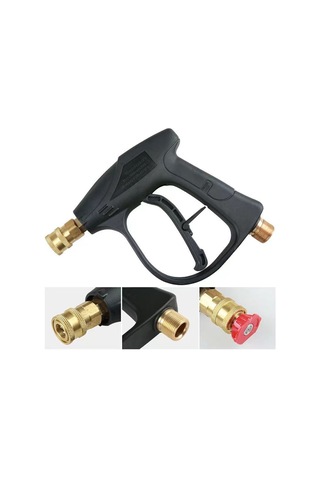 Vkemall Yüksek Basınçlı Yıkama Makinesi - 1l Köpük Flaske + G3 Hızlı Bağlantı Kısa Silah + 5 Renkli Uç Dış İğne M22 İç 14mm