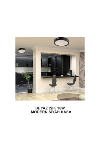Cata Ct-5235 18w 6400k S. Üstü Led Beyaz Işık Armatür Yuvarlak Siyah Metal Kasa Çok Renkli