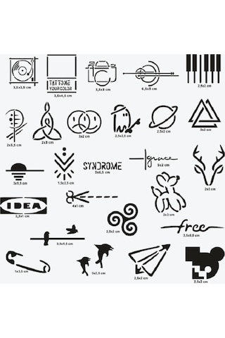 Stockholm City Pack Spray Tattoo Geçici Dövme Seti 26 Desen + Sprey Siyah