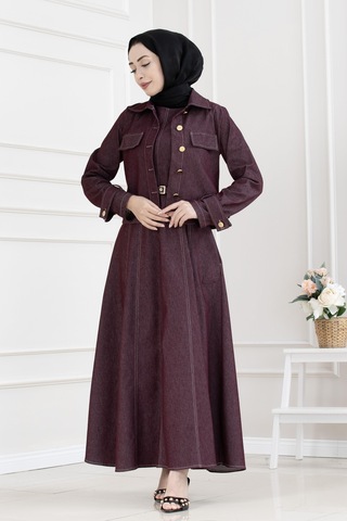Sevitli Kolu Apoletli Kot Jile İkili Takım-bordo-5656 Bordo