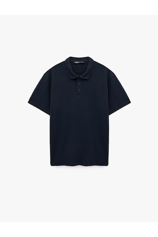 Koton Regular Fit Kısa Kollu Düğmeli Polo Yaka Basic Tişört Lacivert 6sam10417mk