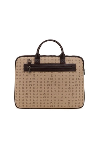 Bilik Deri Monogram Açık Vizon/kahve Unisex Laptop & Evrak Çantas Vizon - Kahverengi