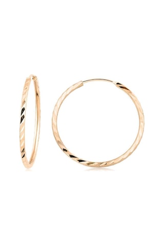 Yelpaze Kalemli Pembe Atın Halka Küpe Çapı: 2.7cm - Rose Gold Pembe Altın