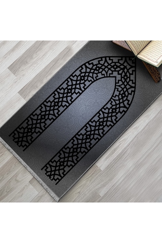 Evaşk Namazlık Dokuma Halı Kaymaz Muslumana Seccade 80 x 130 GRİ EVAŞK405C66