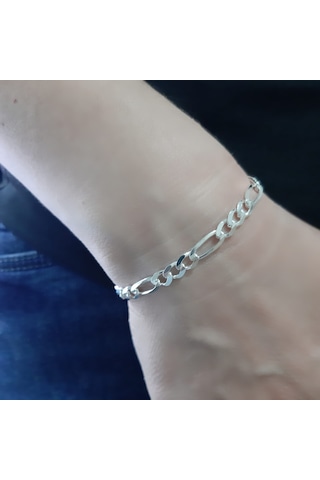 925 Ayar Gümüş Figaro Model Erkek Bileklik 5.5 Mm