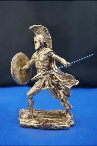 Mitolojik Tasarım Achilles Aşil - Ev Ofis Dekoratif Hediyelik Aksesuar 28 Cm Altın