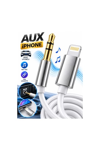 Aux Apple iPhone Uyumlu Kablo Tak Çalıştır, Kolay Ve Hızlı Ses Bağlantısı