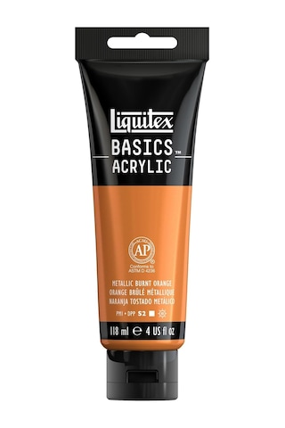 Basıcs Akrilik Boya, 118ml 4 Oz Tüp, Metalik Yanmış Turuncu Renkli