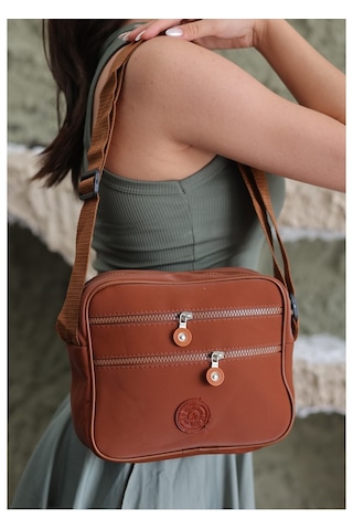 Taba Renk Keten Kumaş El Çantası Kadın Çanta Tarzrsn Taba