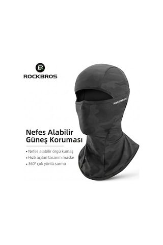 Rockbros Yazlık Buz İpek Balaklava Yüz Maskesi Siyah