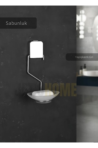 Jet's Home Yapışkanlı Sabunluk Paslanmaz Katı Sabun Tutucu Sabun Düzenleyici Çelik Krom Krom