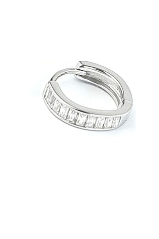 Baget Zirkon Taşlı 925ayar Gümüş Tek Erkek Halka Küpe Gümüş