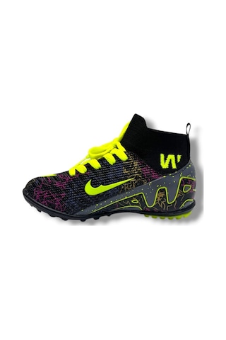 Walked 041-26 Çoraplı Erkek Çocuk Halı Saha Ayakkabı Siyah Sarı 36-39