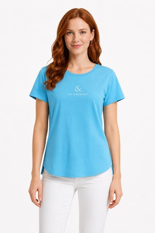 Neden Tekstil Kadın Basic & Baskılı Yuvarlak Yaka T-shirt - Mavi
