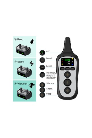 Qingmipy Uzaktan Kumandalı Köpek Eğitim Tasması - Şok Ve Ultrasonik Fonksiyonlu Profesyonel Köpek Eğitici