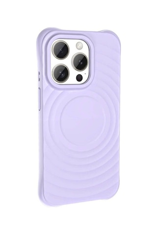 Apple Uyumlu iPhone 15 Pro Max M-safe Şarj Özellikli Airbagli Mat Görünümlü Zore Hepi Kapak Lila