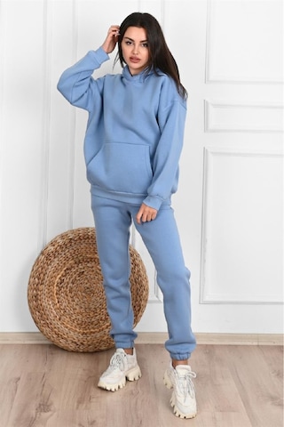 Düz Basic Eşofman Takımı Sweatshirt Jogger Bebe Mavisi